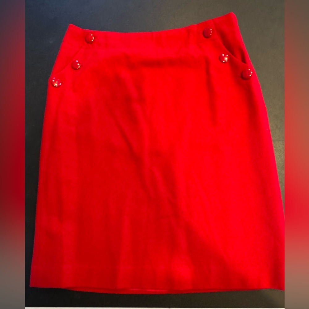J. Crew Red wool pencil skirt 6